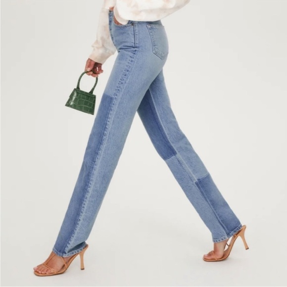 Reformation Cynthia shadow high rise long jeans in Niagara - Picture 4 of 15